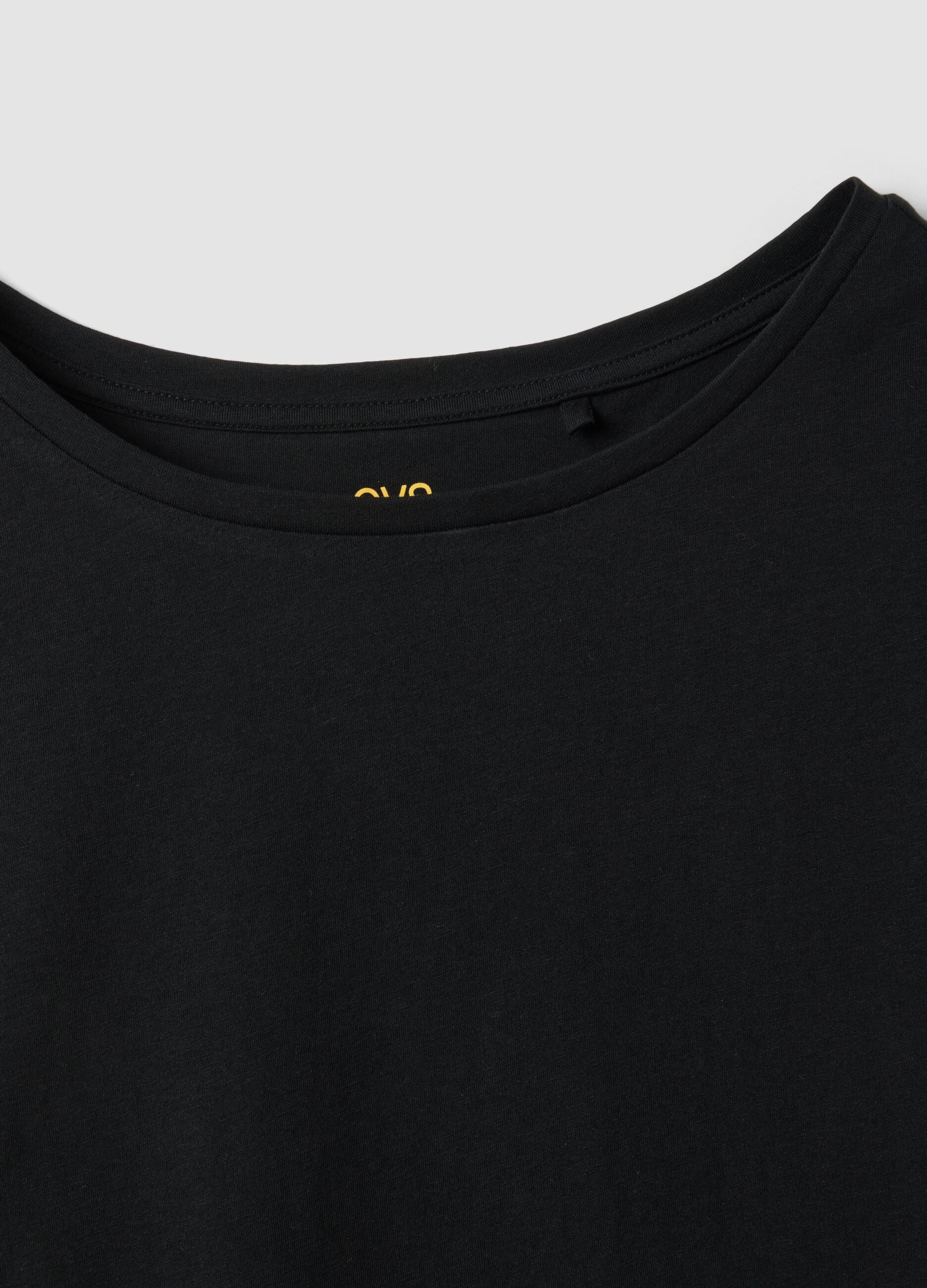 Black pure cotton short-sleeve T-shirt