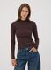 Brown ribbed viscose-blend top with high neck_0