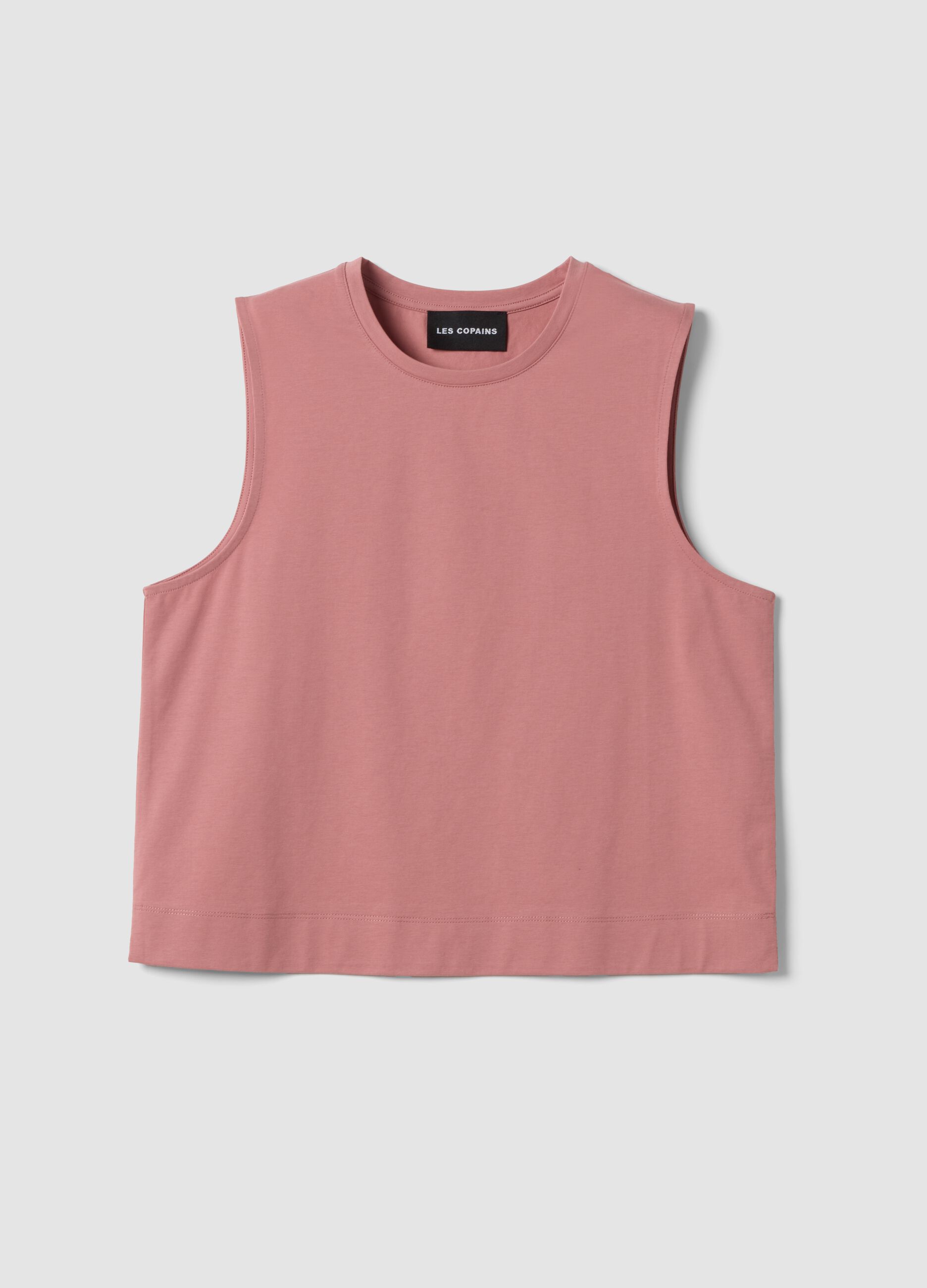 Pink cotton-blend tank top