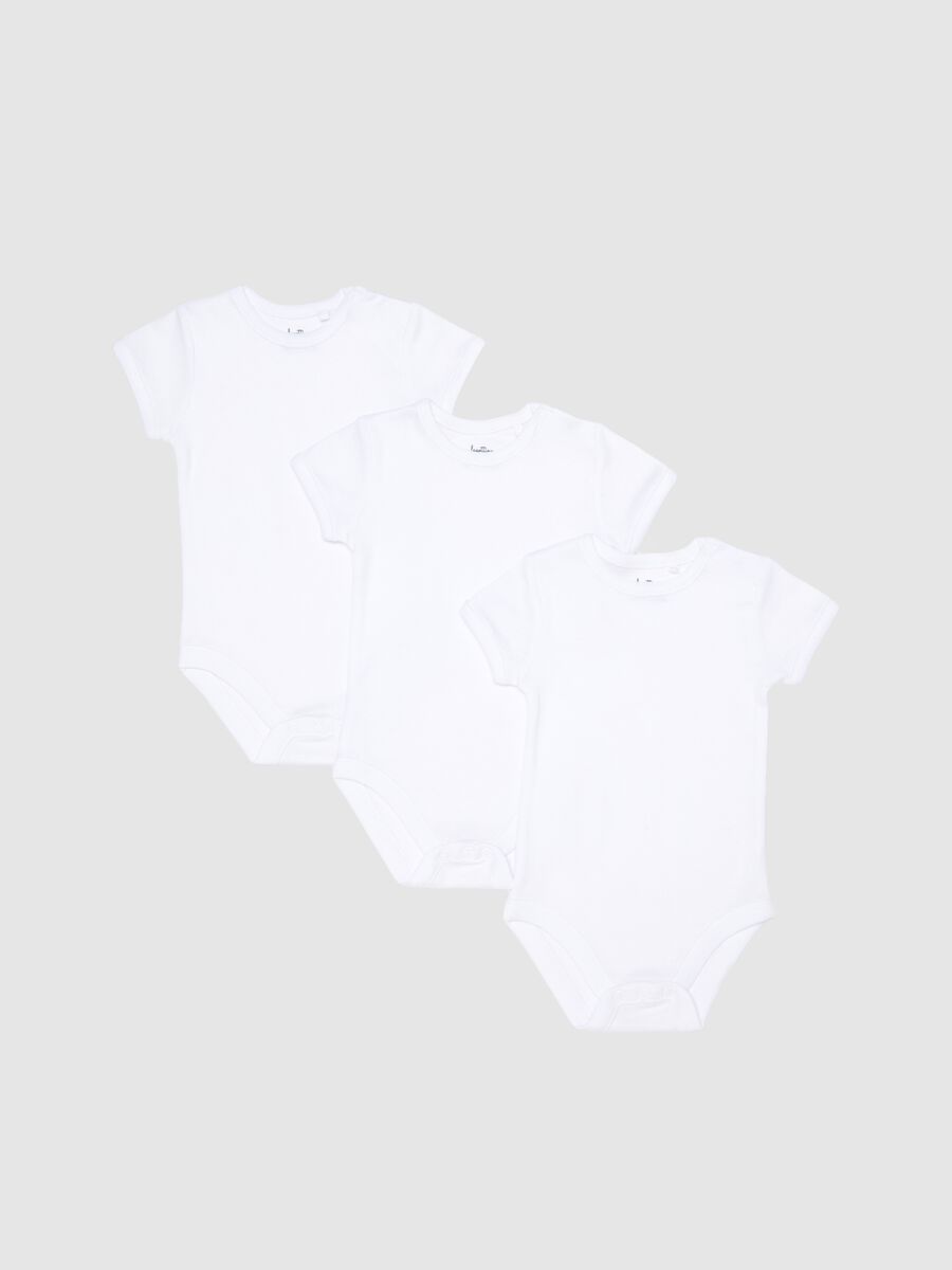 Newborn White Bodysuit Tripack in Pure Organic Cotton_0
