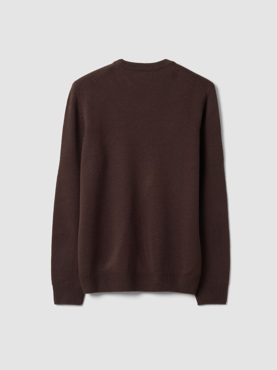 Brown crew-neck jersey knit jumper, regular fit_2