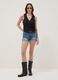 Blue stretch cotton denim shorts_1