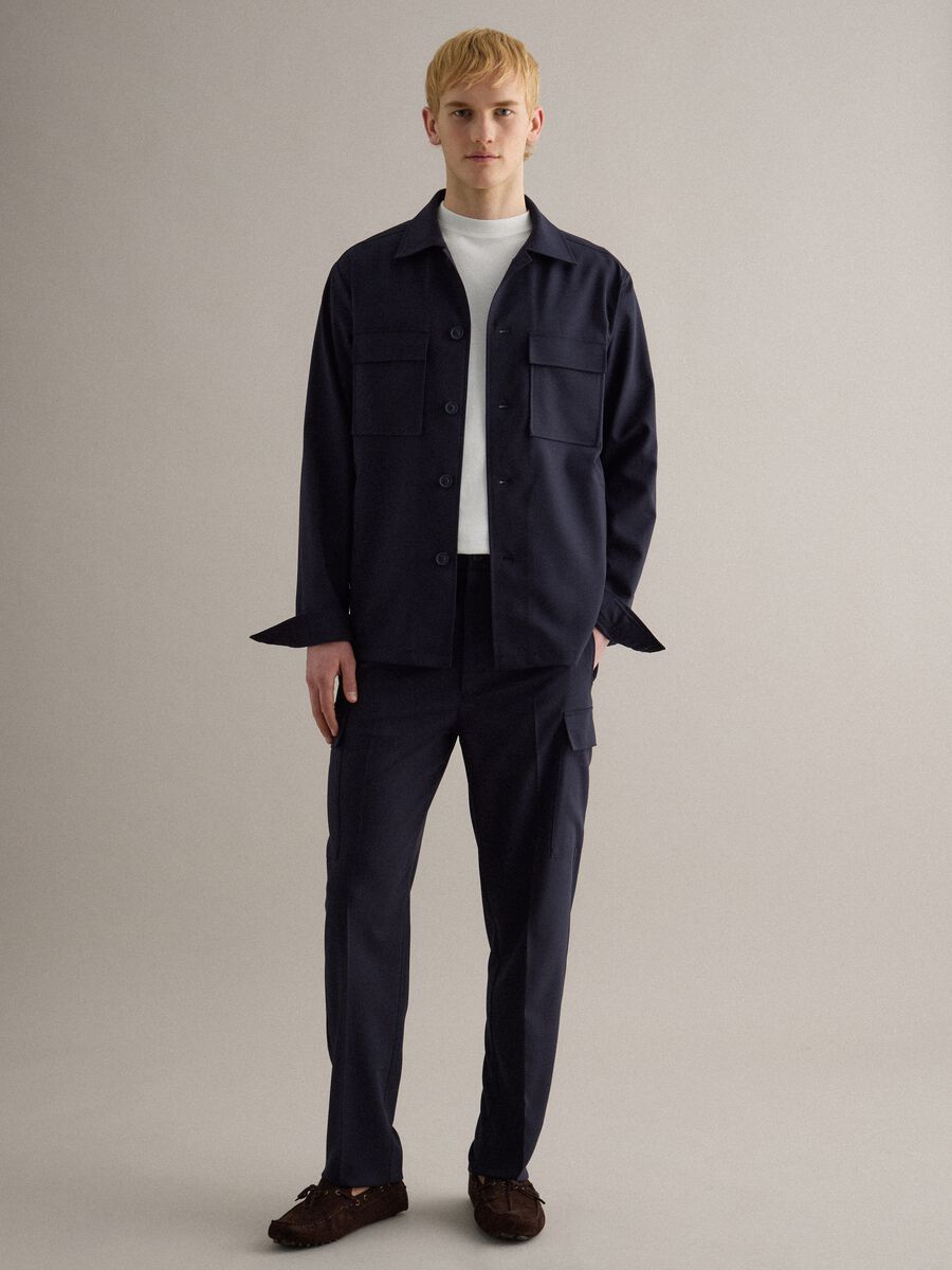 Stylish Blue Regular Fit Cargo Trousers_1