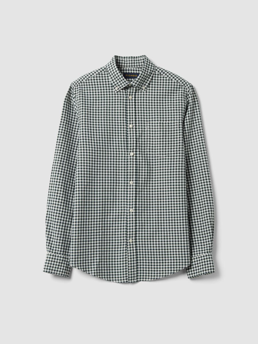Green checked Oxford shirt in pure cotton with button-down collar, regular fit_4