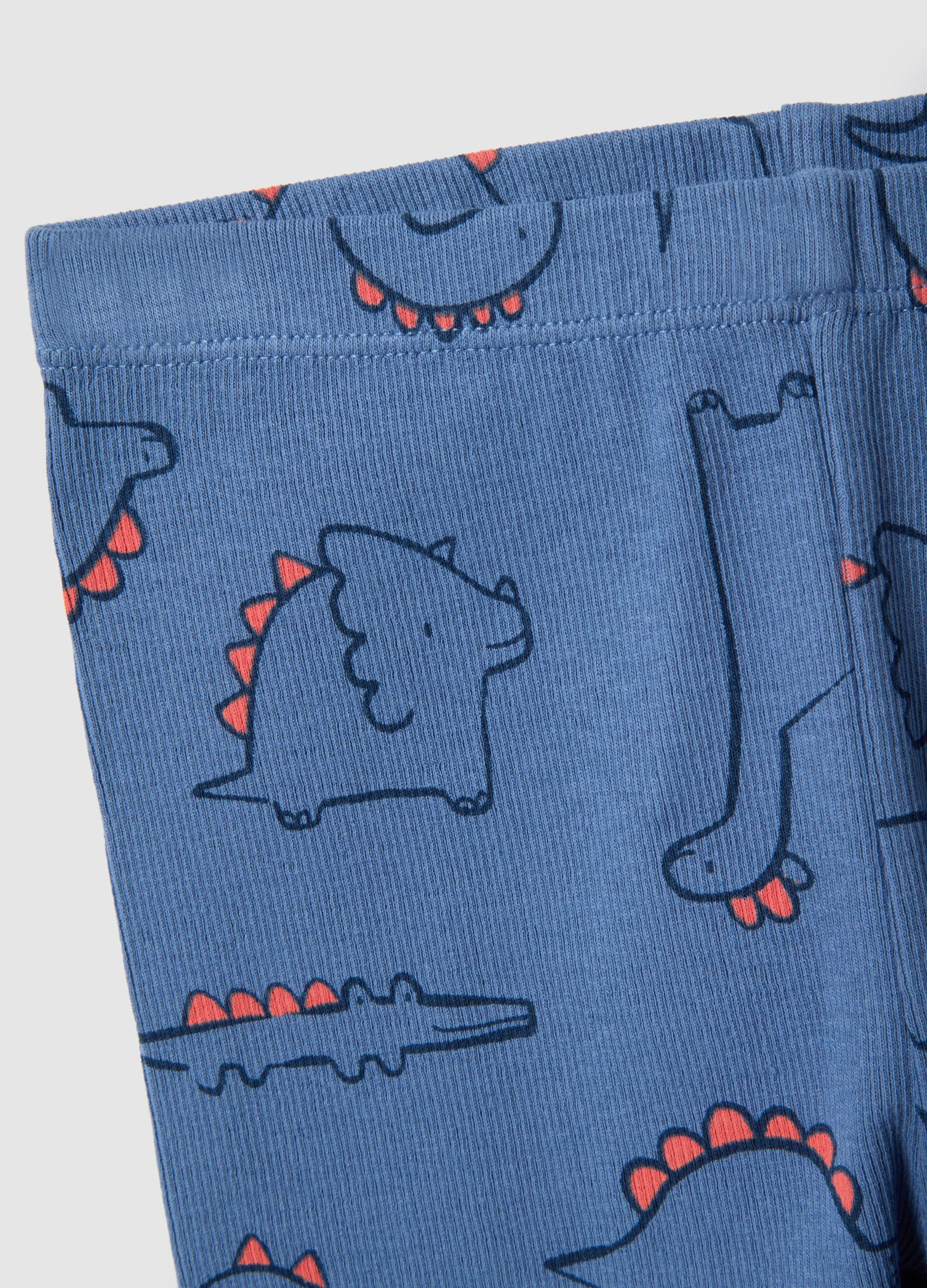 Blue cotton blend baby pyjamas regular fit with dinosaurs