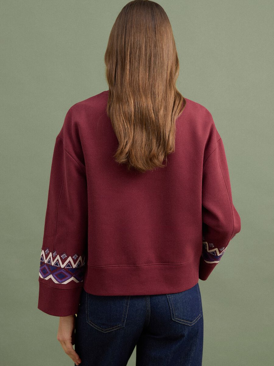 Red cotton-blend sweatshirt with regular fit pattern_2