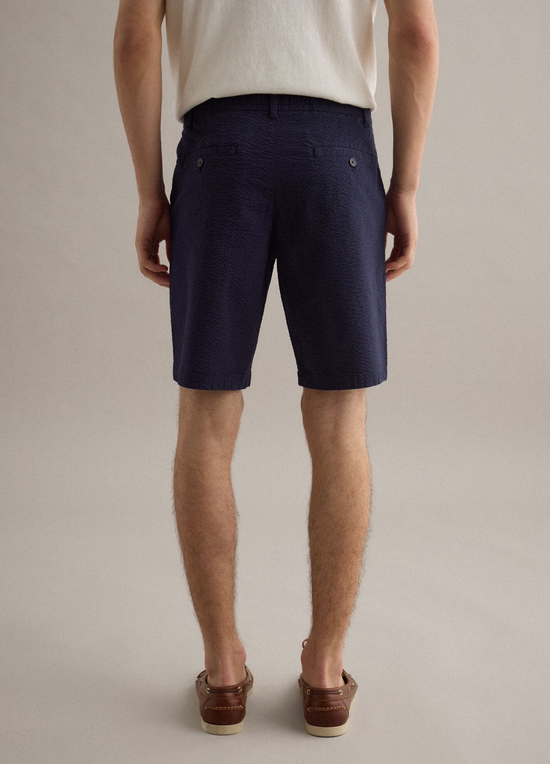 Blue stretch-cotton chino shorts, regular fit