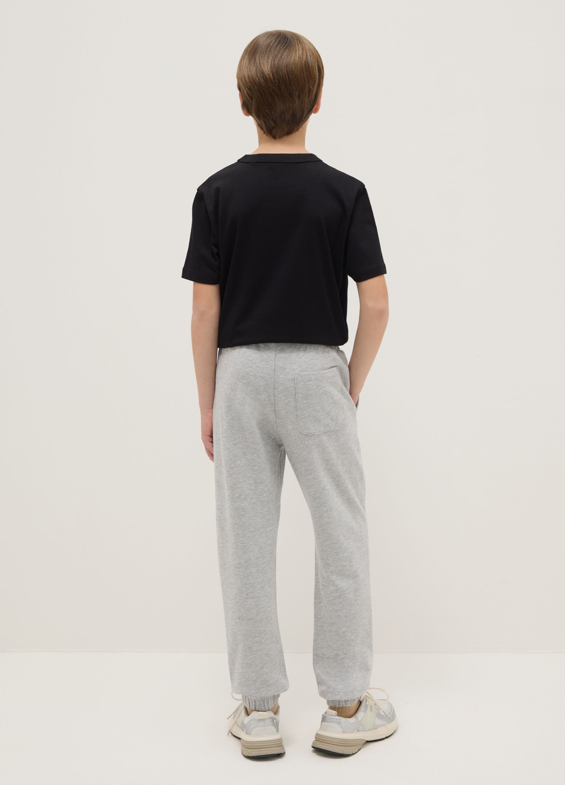Boy's grey jogger trousers in pure cotton regular fit