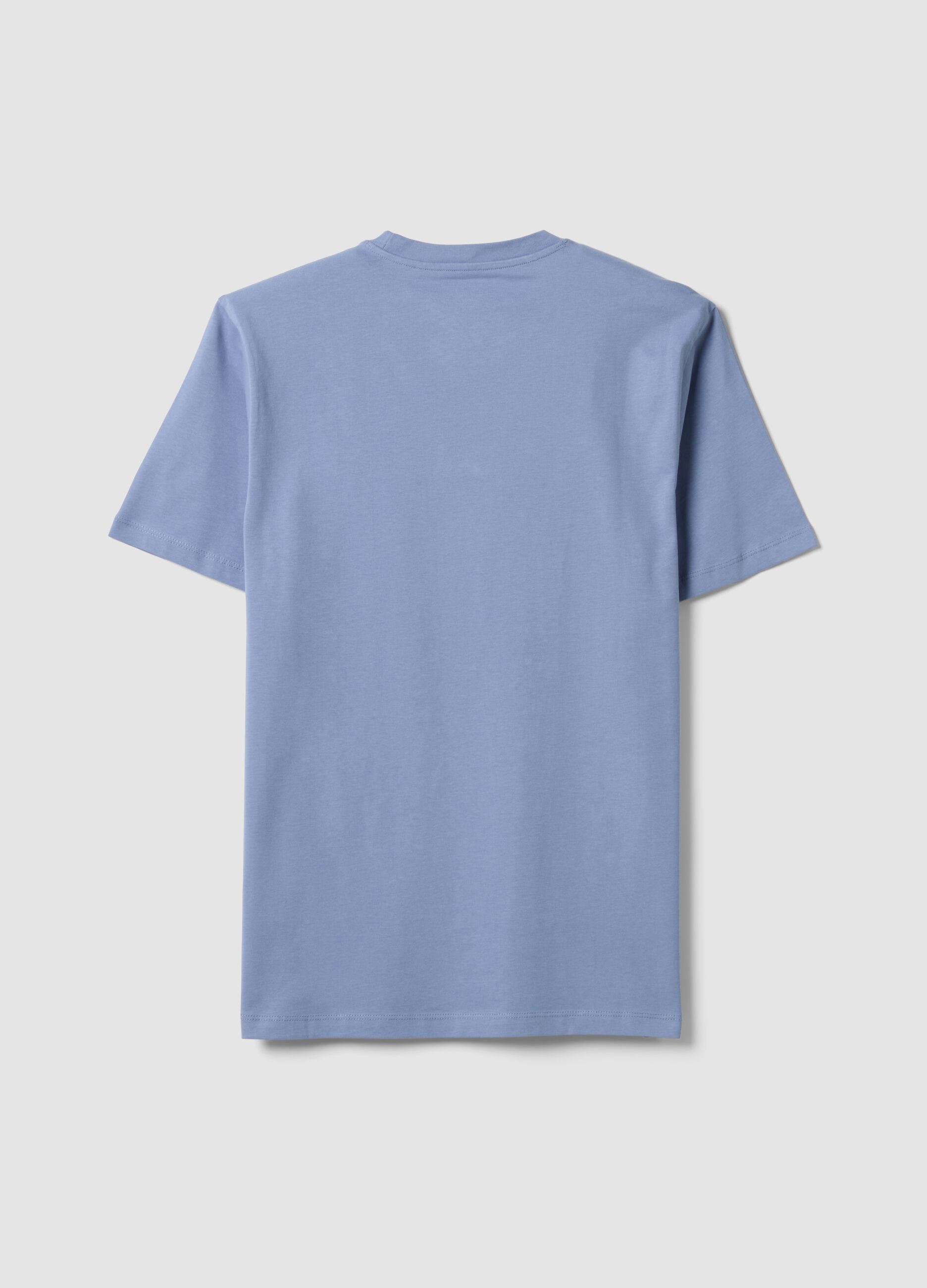 Blue regular-fit T-shirt in pure organic cotton jersey