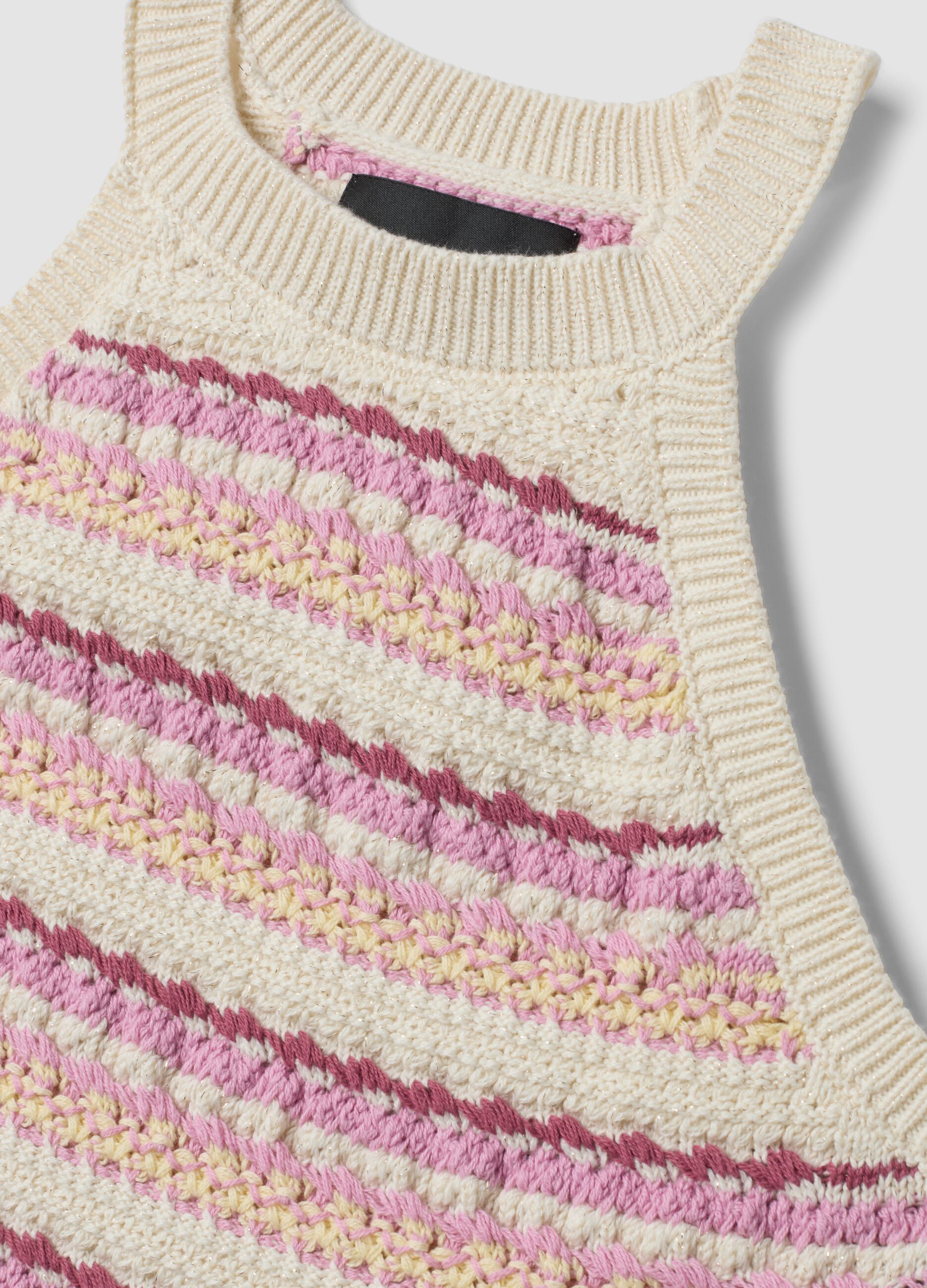 Multicolour fitted cotton-blend tank top