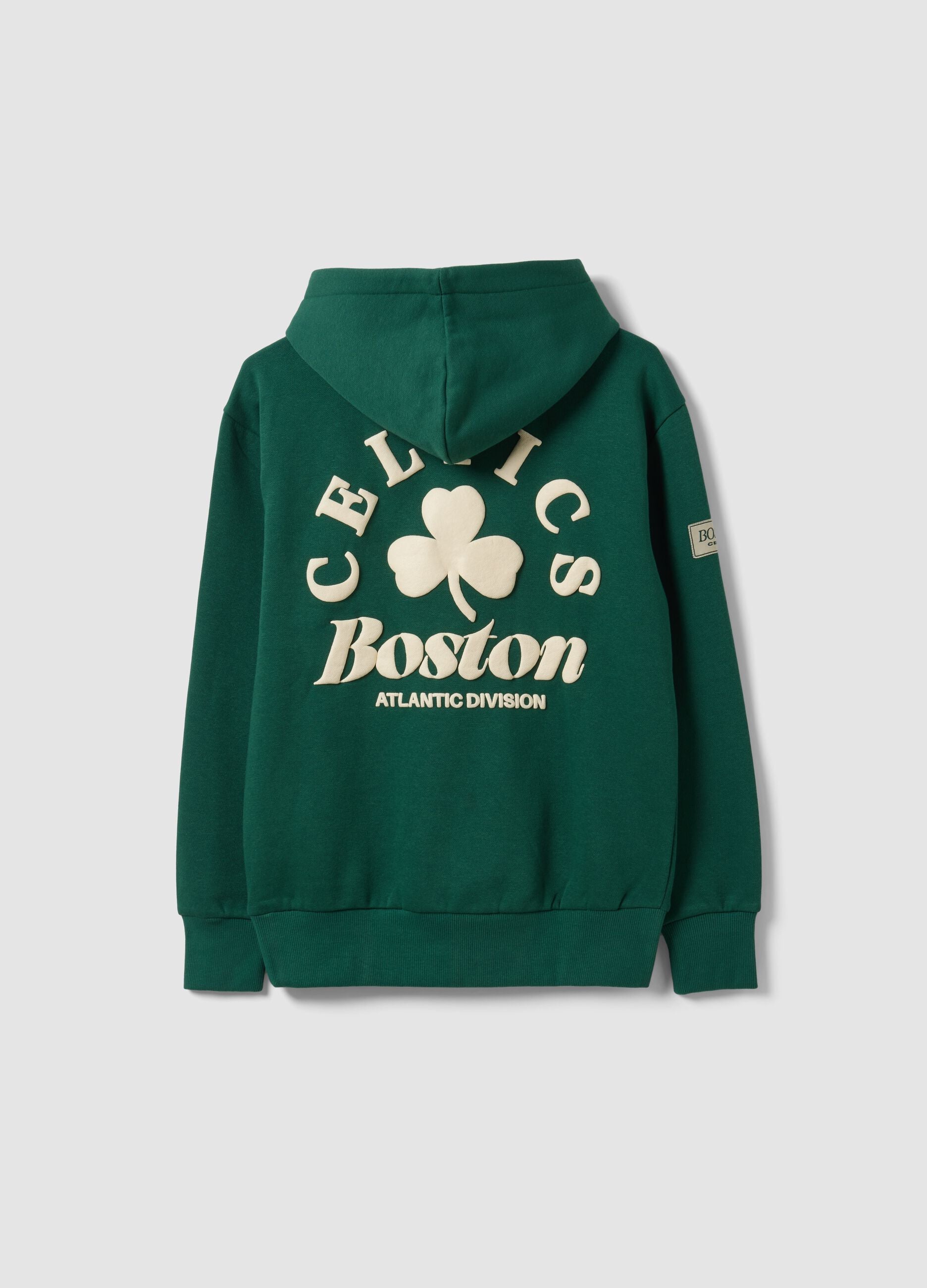 Green cotton-blend hoodie with Celtics print for boys