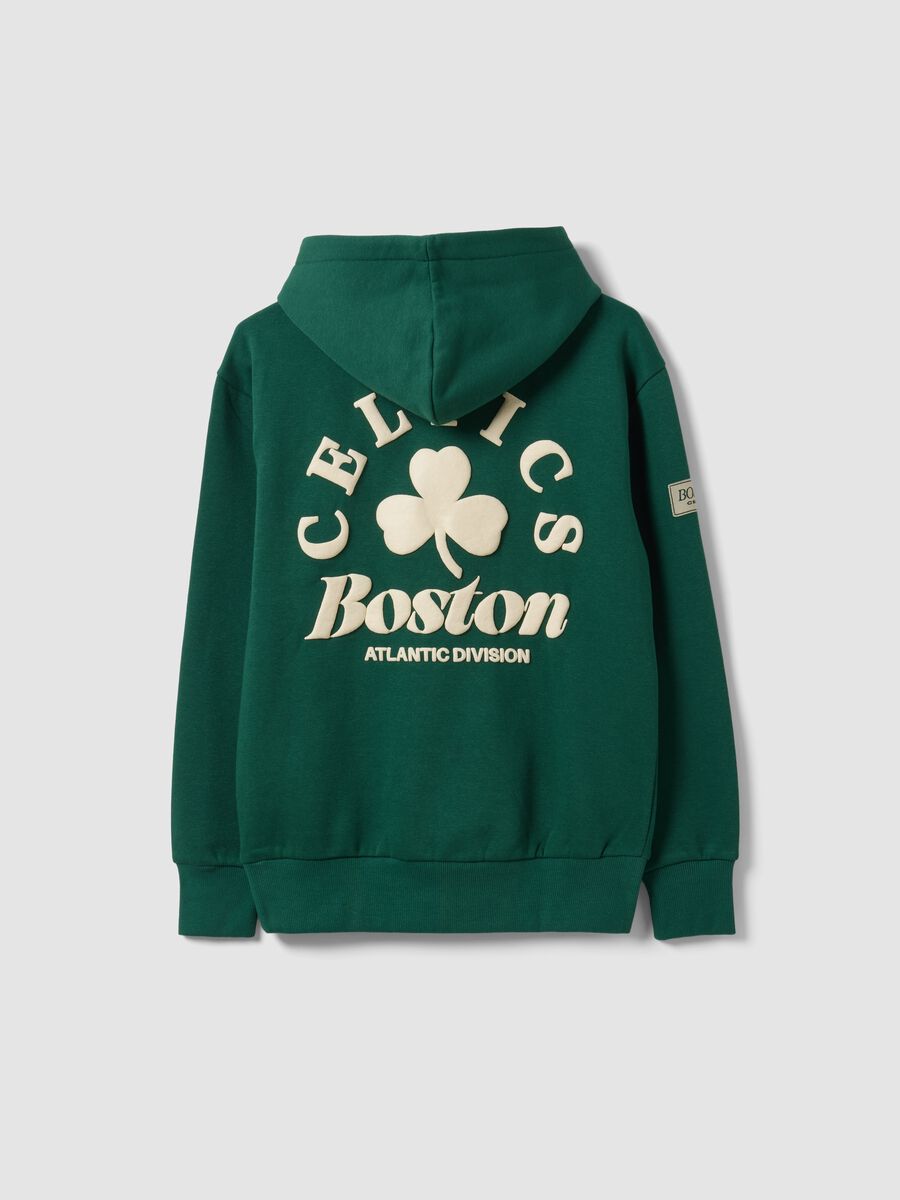 Green cotton-blend hoodie with Celtics print for boys_1