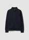 Felpa blu in misto cotone con girocollo e zip regular fit_0