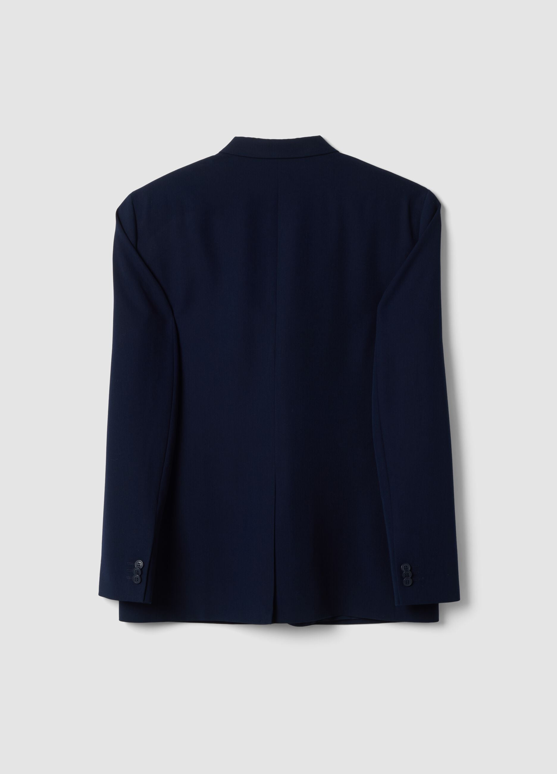 Blue slim-fit lined blazer with classic lapels