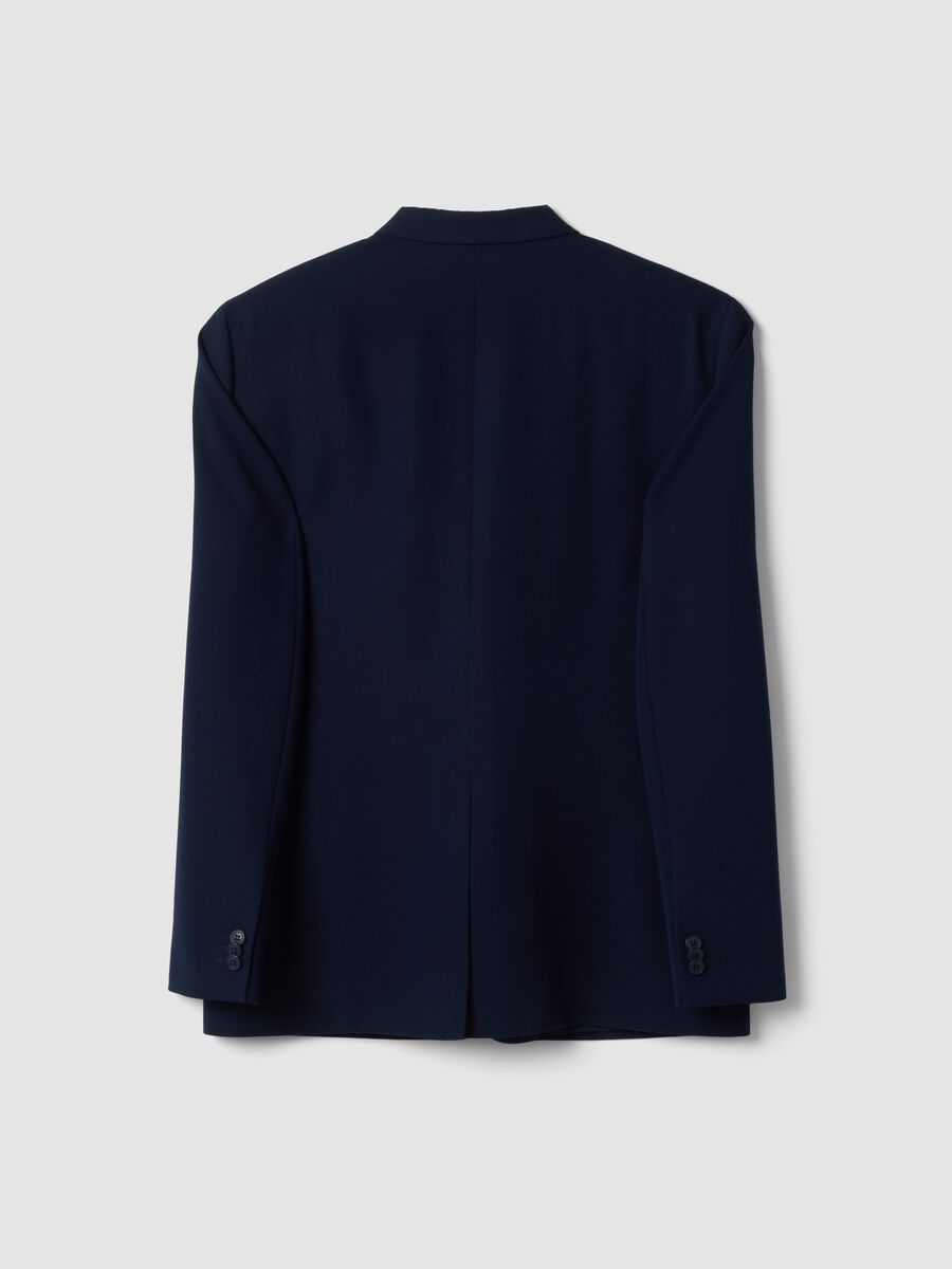 Blazer blu slim fit foderato con rever classici_2