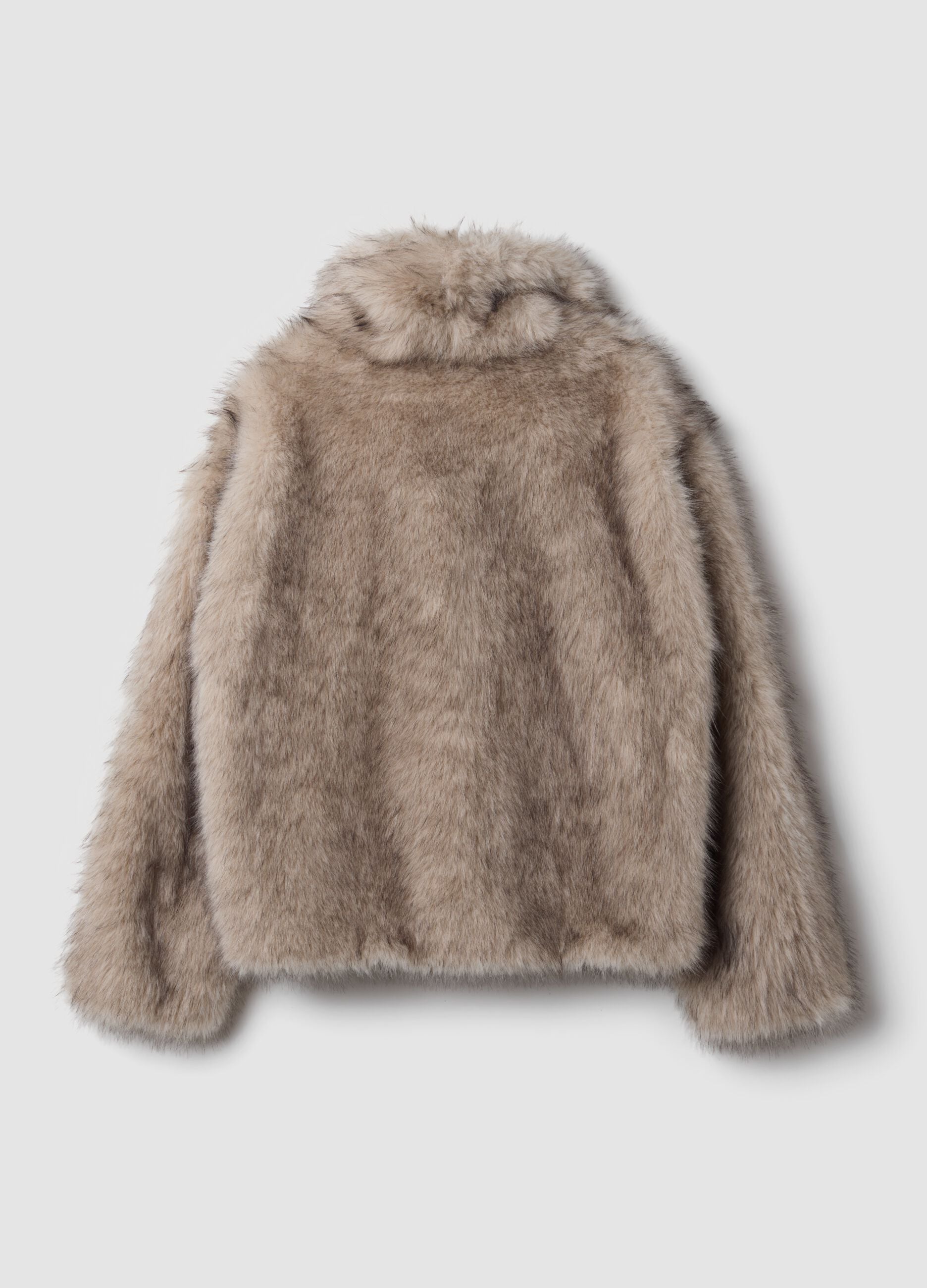 Beige faux-fur effect jacket, regular fit