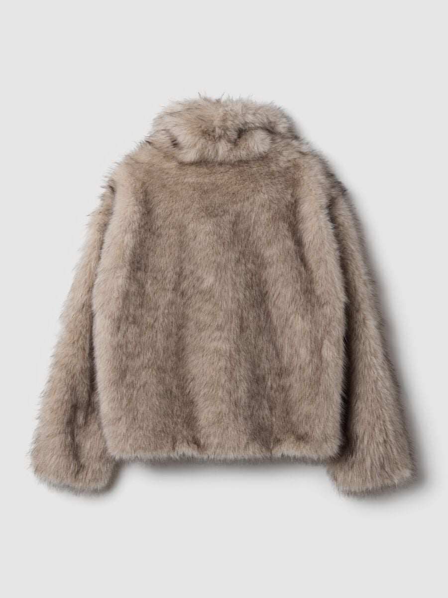 Beige faux-fur effect jacket, regular fit_2
