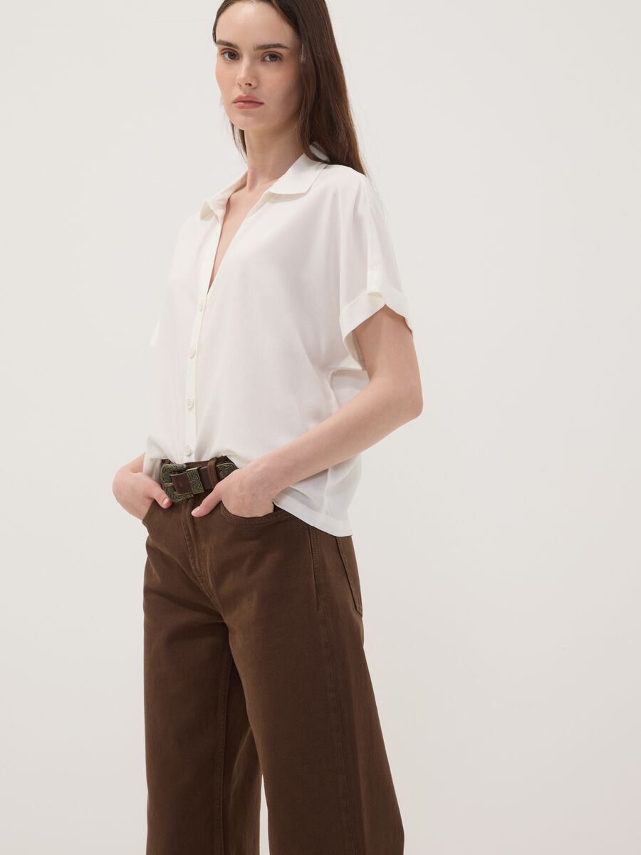 Brown straight-fit pure cotton jeans_2