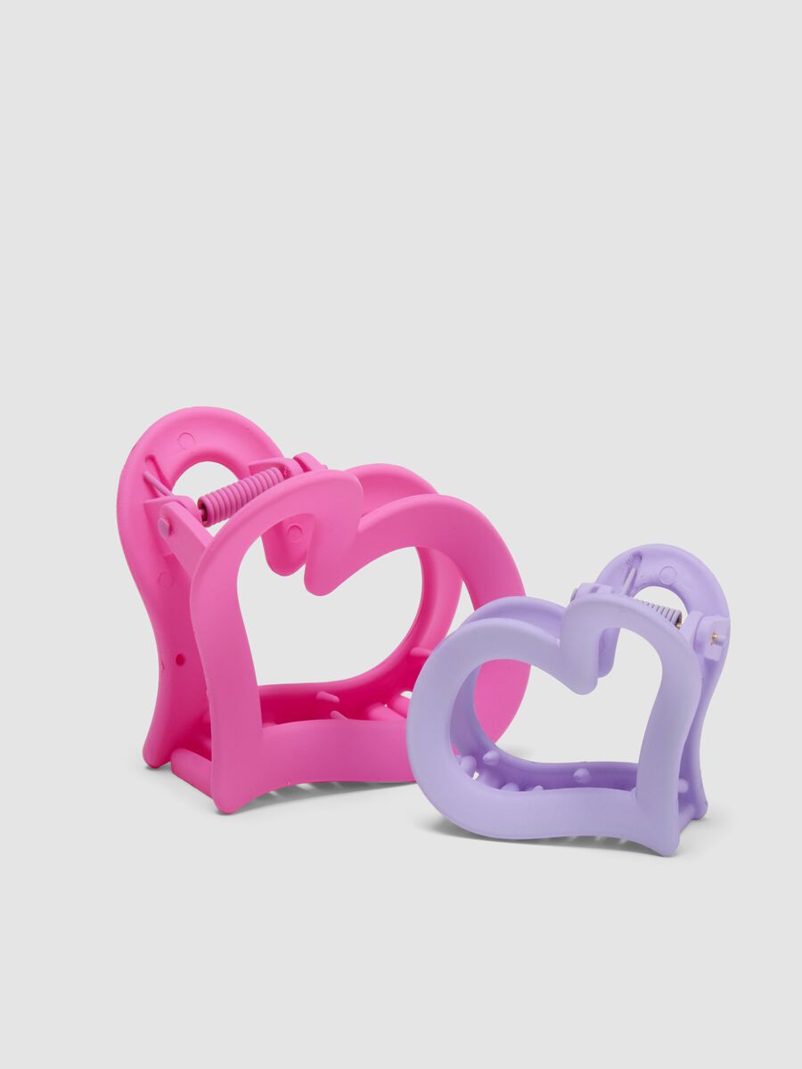 Purple and Pink Heart Hair Clip Set for Girls_1