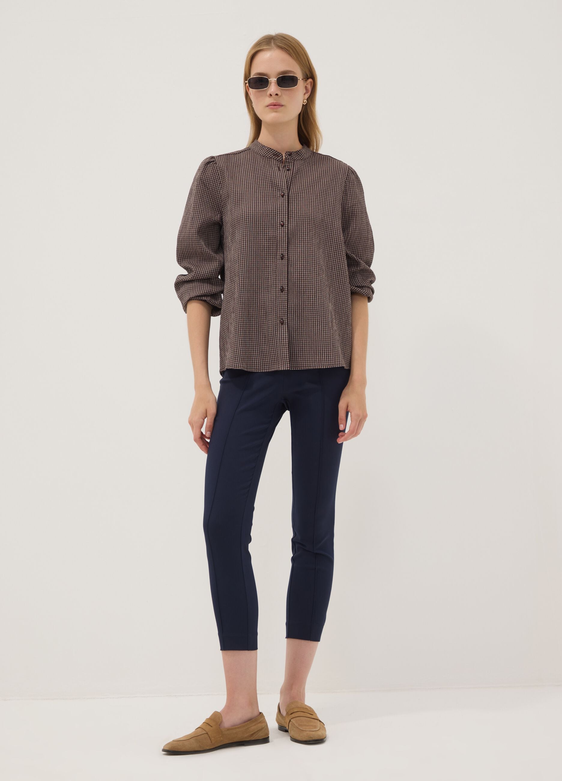 Blue slim-fit stretch viscose leggings