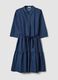 Blue stretch-cotton shirt dress with belt, regular fit_4