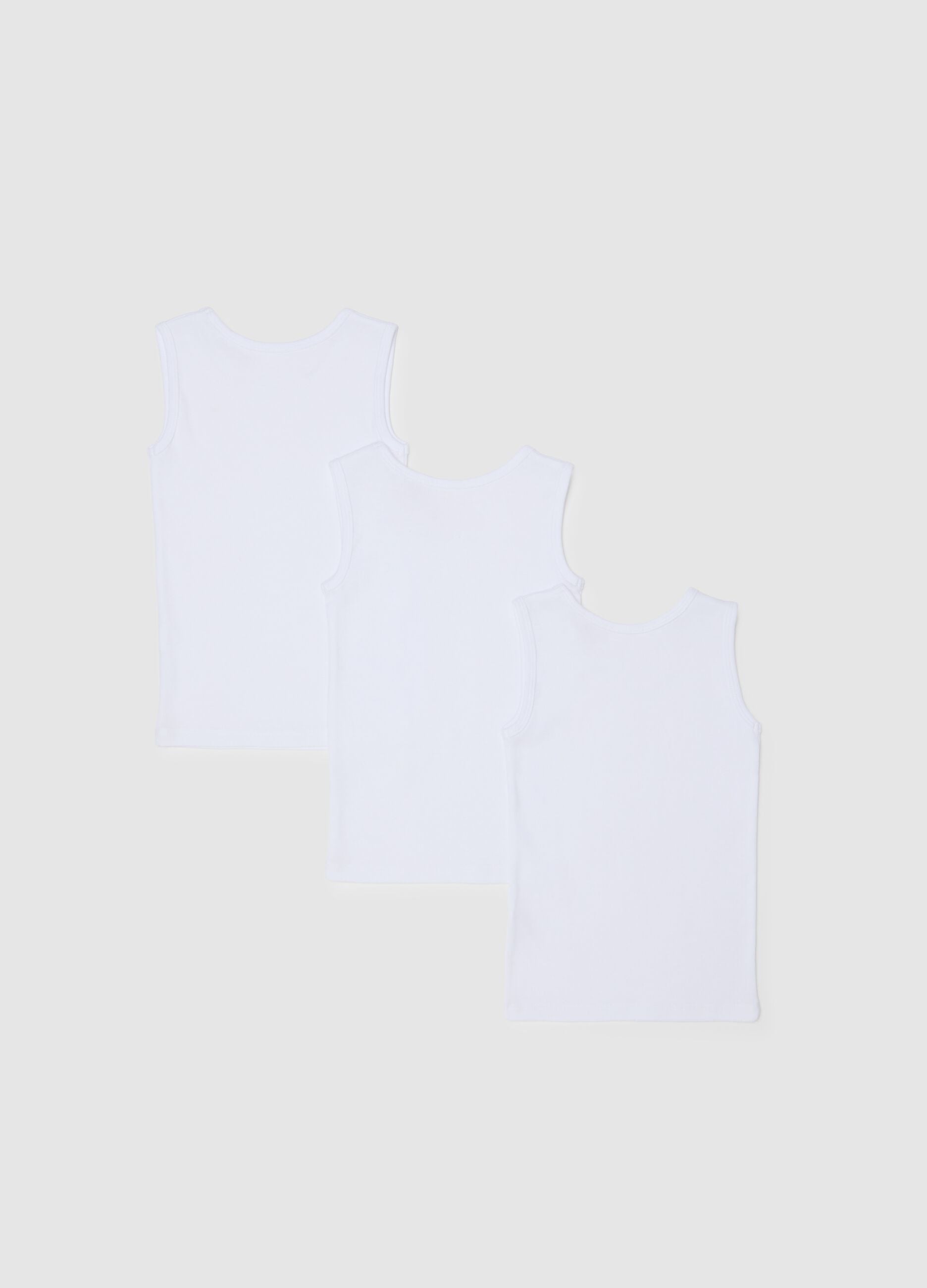 Baby's white cotton tank top tripack