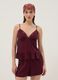 Burgundy viscose-linen blend lace top, regular fit_2