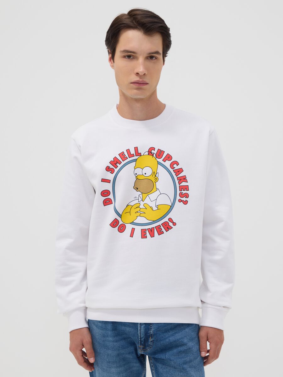 White 100% cotton sweatshirt with Simpsons print_0
