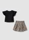Black pure cotton set with T-shirt and shorts_1