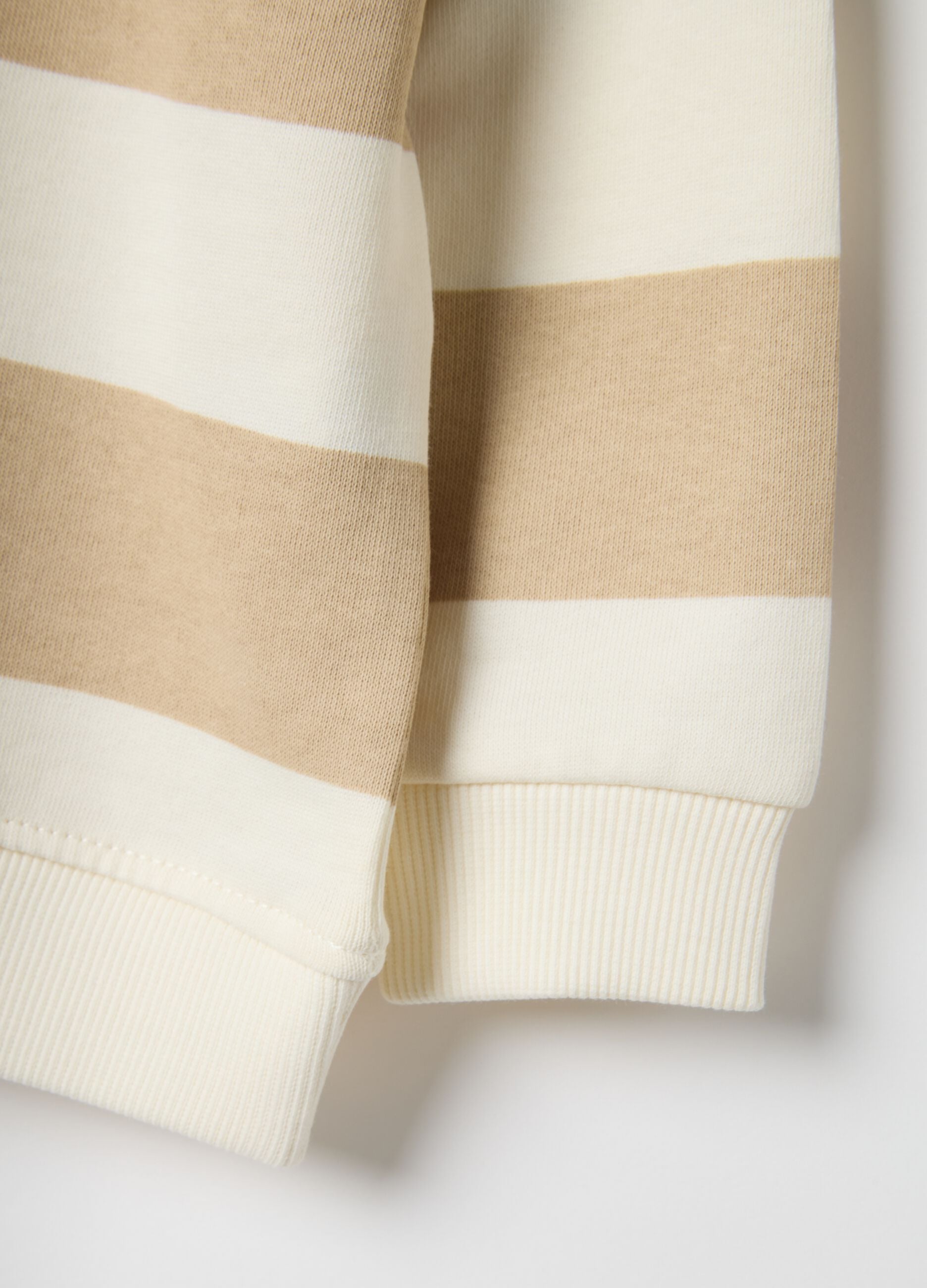 Boys' Pure Cotton Beige Striped Regular Fit Sweatshirt