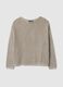 Beige viscose blend sweater regular fit with knit texture_4
