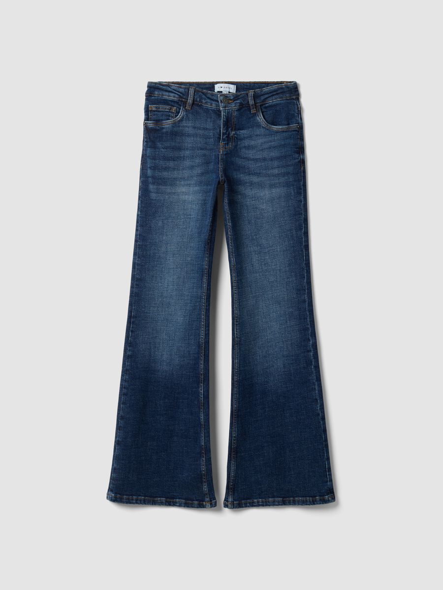 Blue bootcut stretch-cotton denim jeans_0