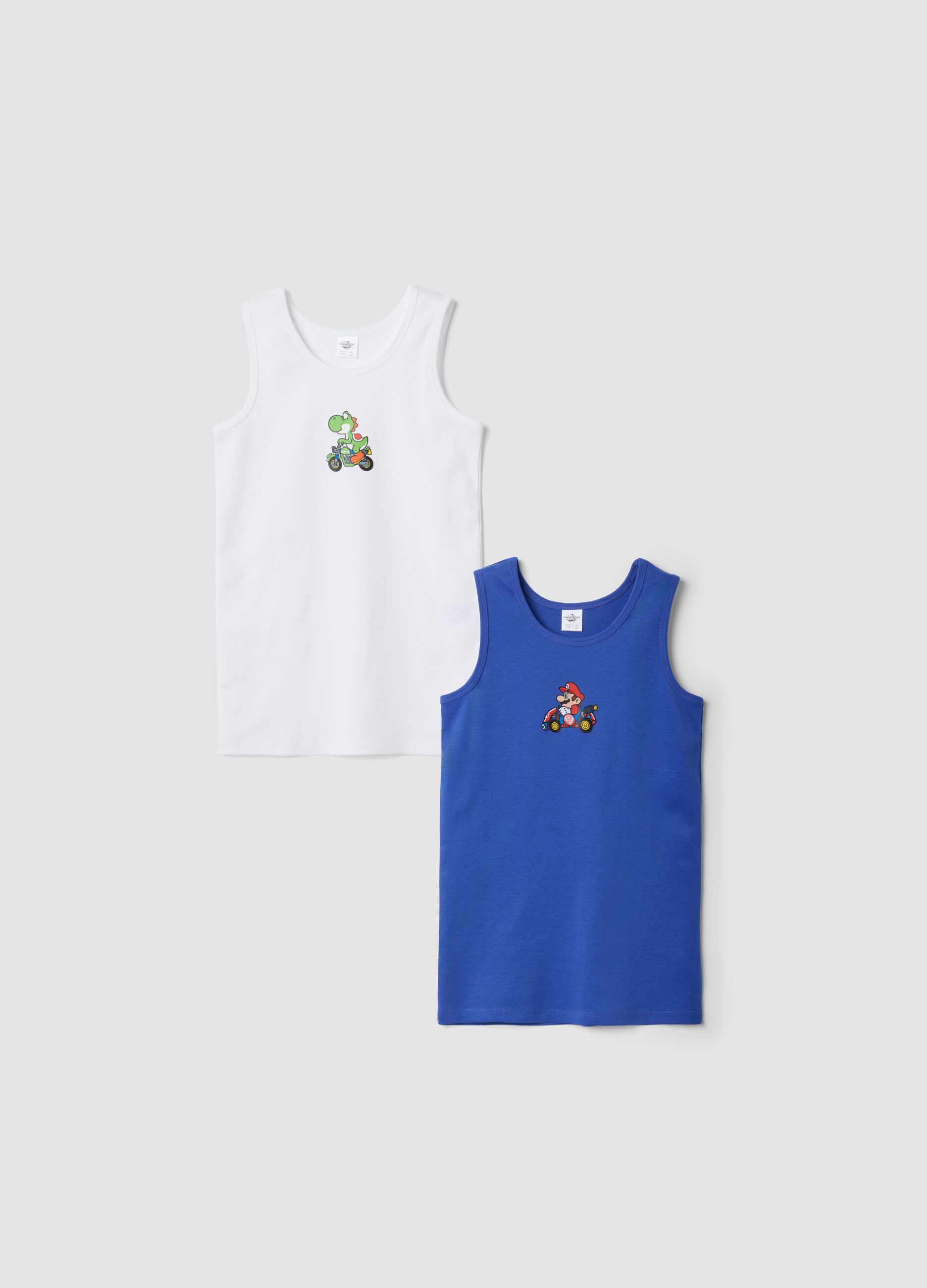2-pack organic cotton vests with Mario Kart print