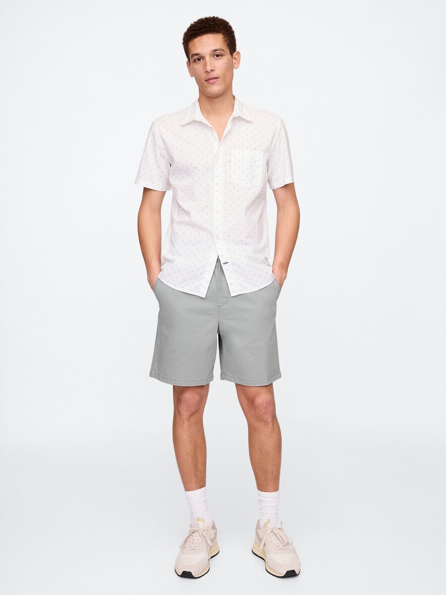 Stretch cotton shorts with drawstring_0