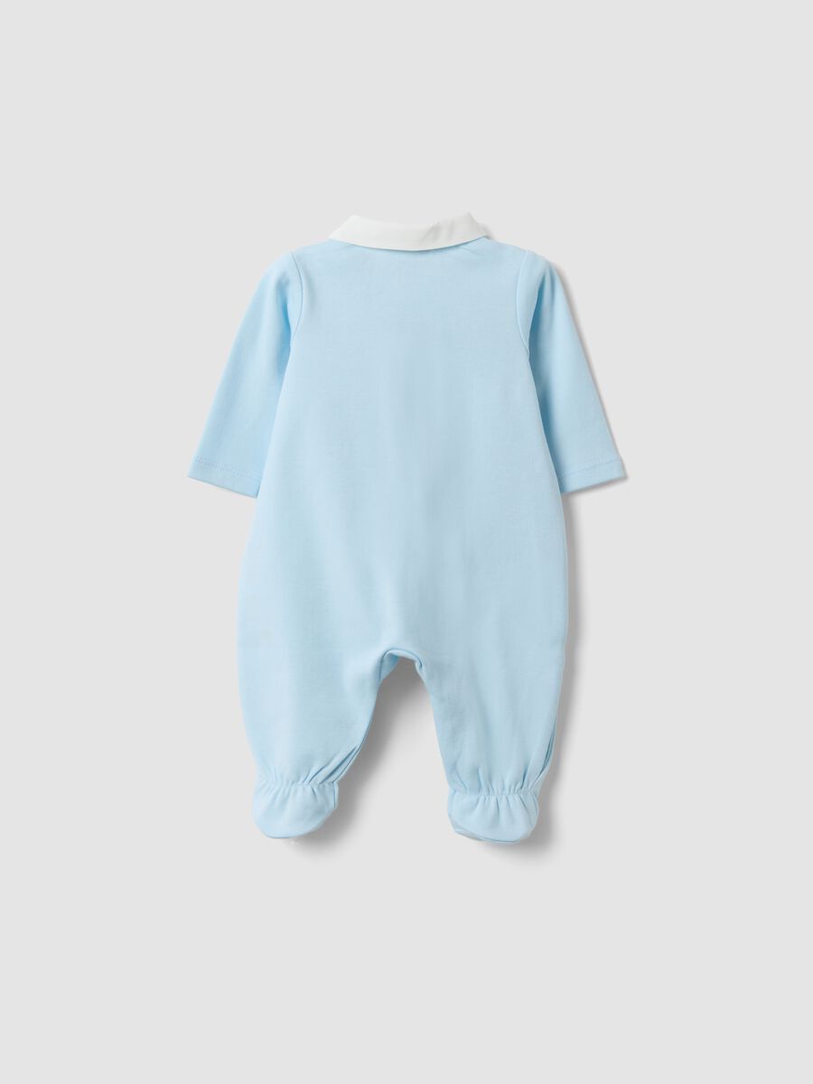 Light Blue Organic Cotton Babygrow with Classic Collar_1