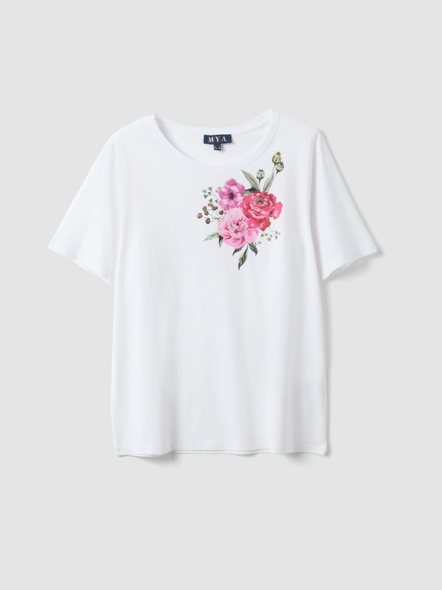 White pure cotton regular fit T-shirt with print_4