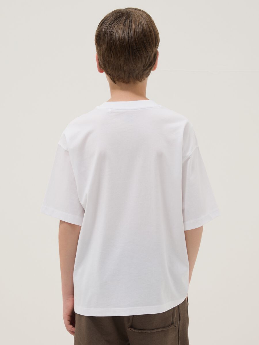 T-shirt bianca in puro cotone con stampa_1
