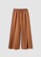 Pantaloni marroni in misto lino e viscosa wide leg_4