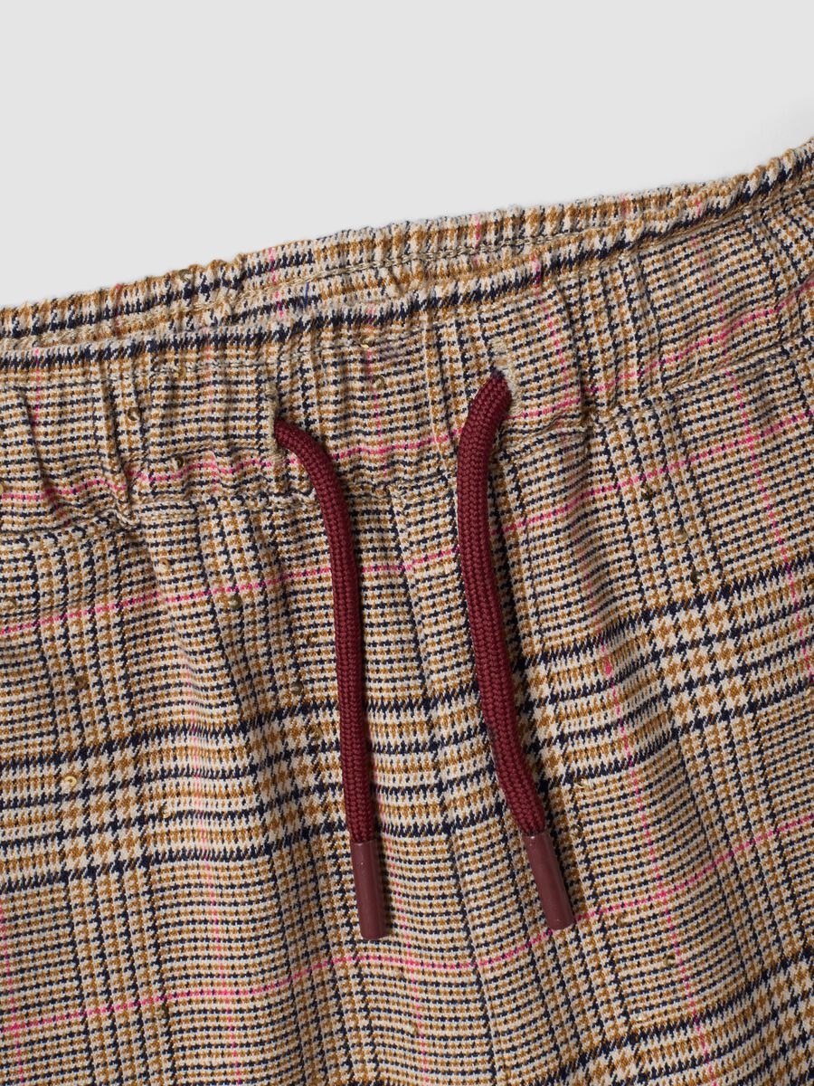 Girls&rsquo; multicolour stretch viscose checked culotte trousers_3
