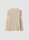 Beige pure organic cotton T-shirt with college print for boys_5