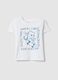 White pure cotton children's T-shirt, regular fit with print_0