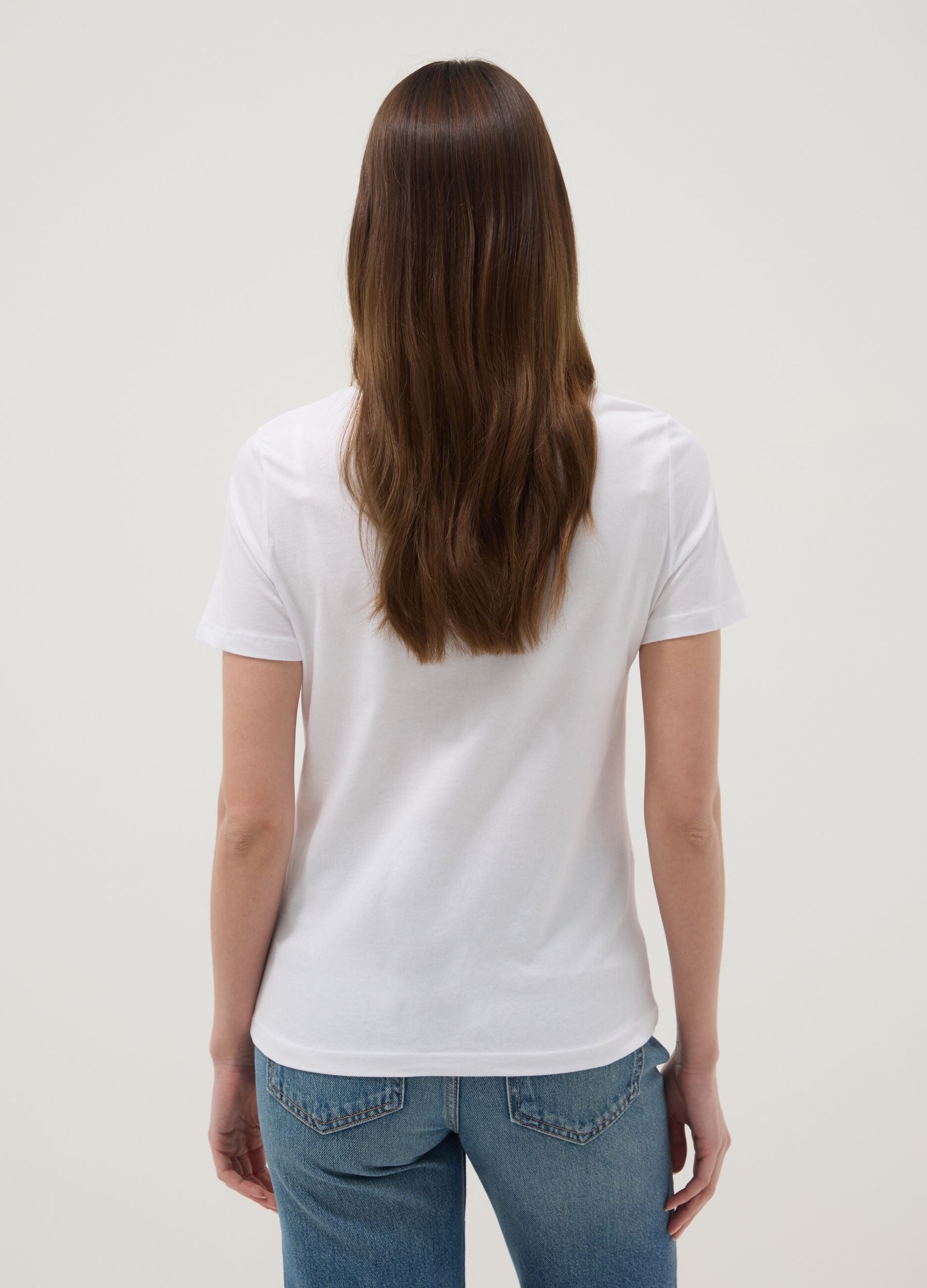 Regular fit white pure cotton t-shirt with print