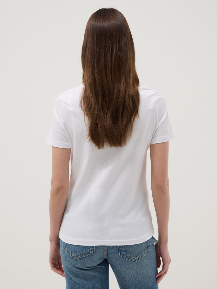 Regular fit white pure cotton t-shirt with print_3