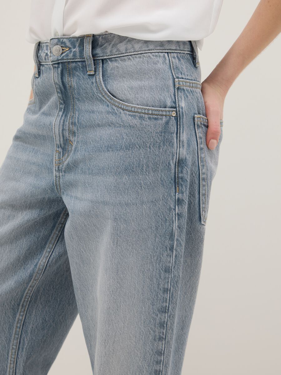 Jeans baggy in puro cotone lavaggio chiaro_3