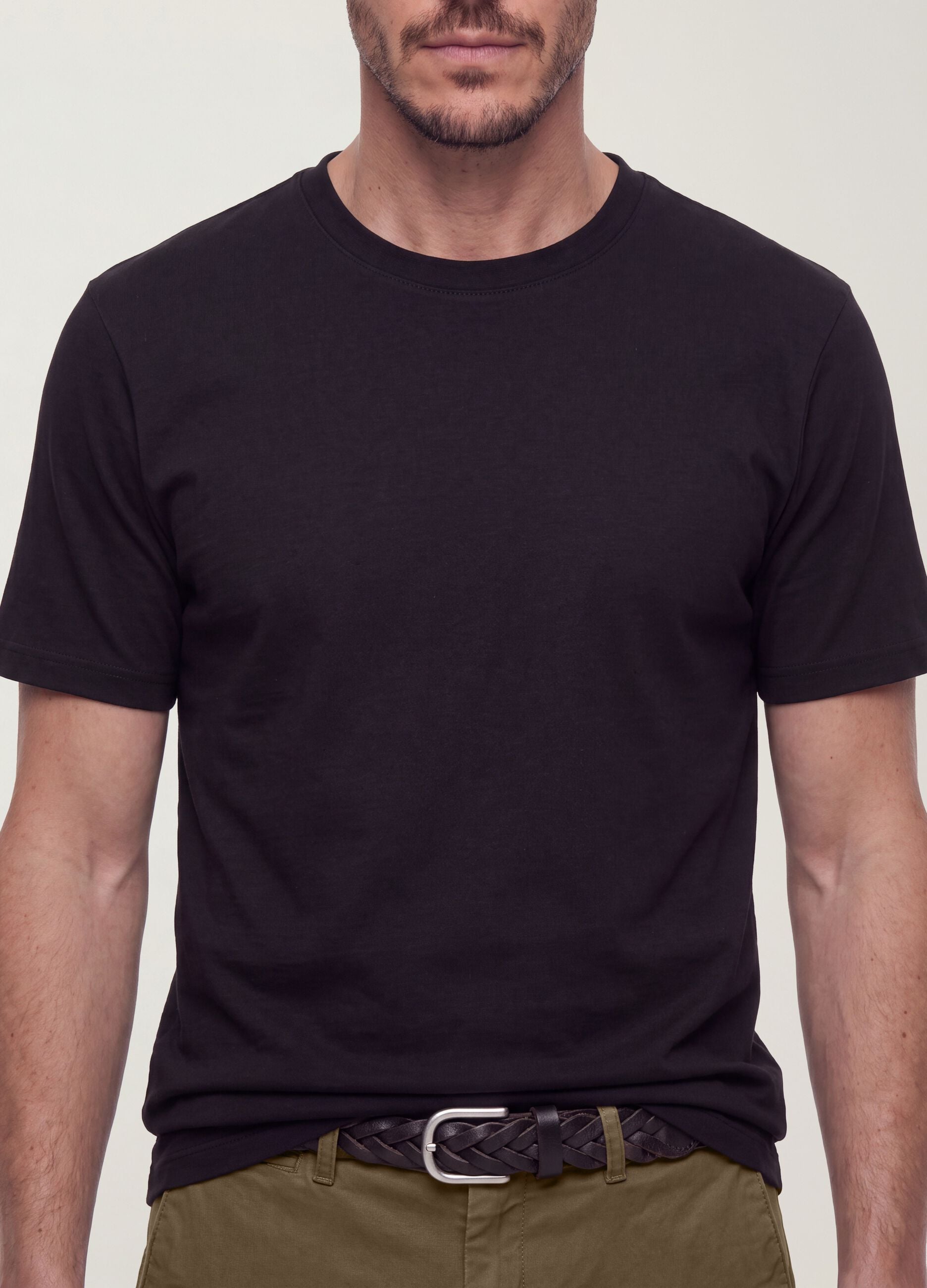 Black The Iconic Tee cotton T-shirt with short sleeves, regular fit