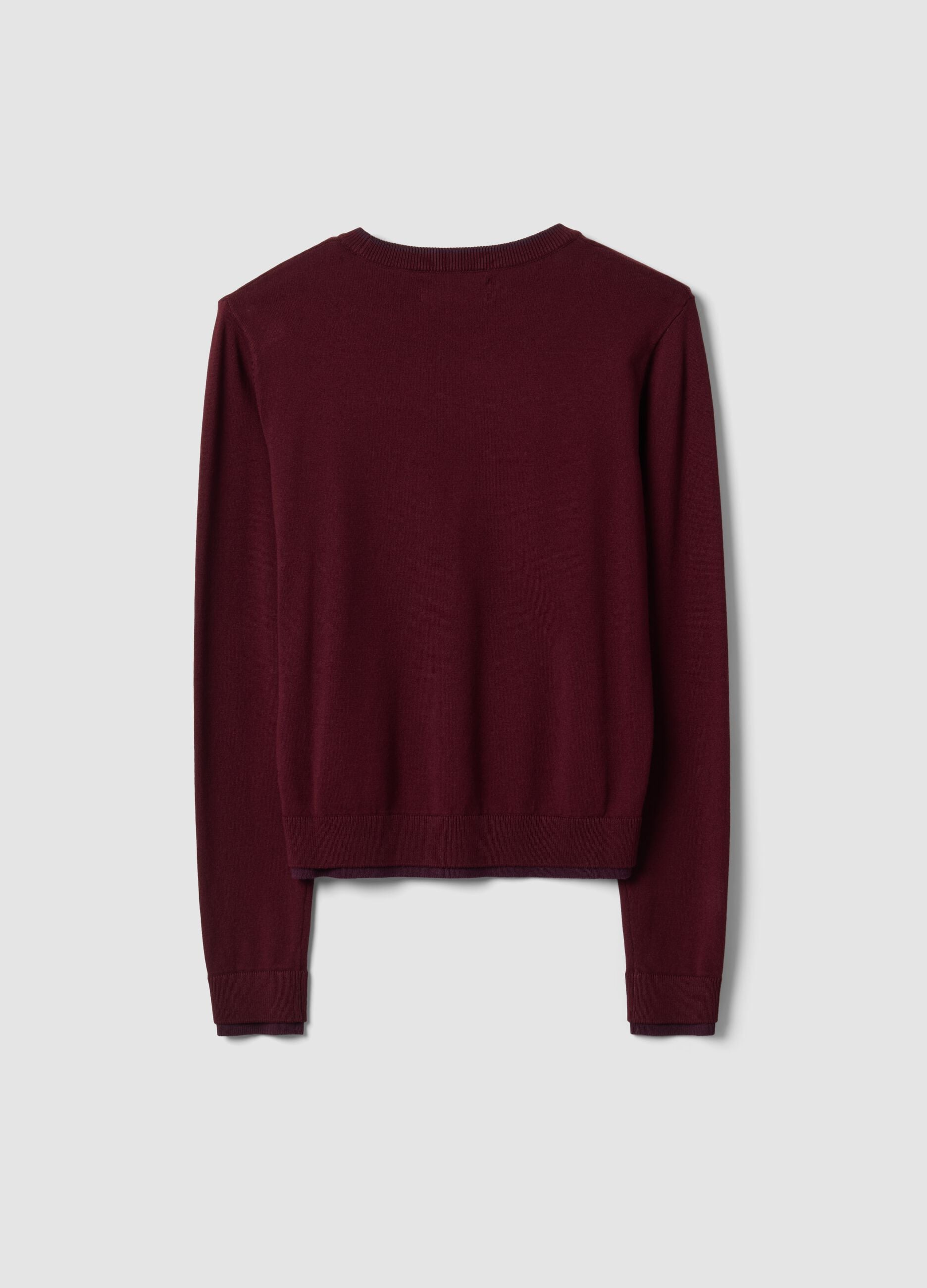 Red long-sleeve viscose-blend top