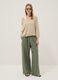 Green pure linen trousers with drawstring_0