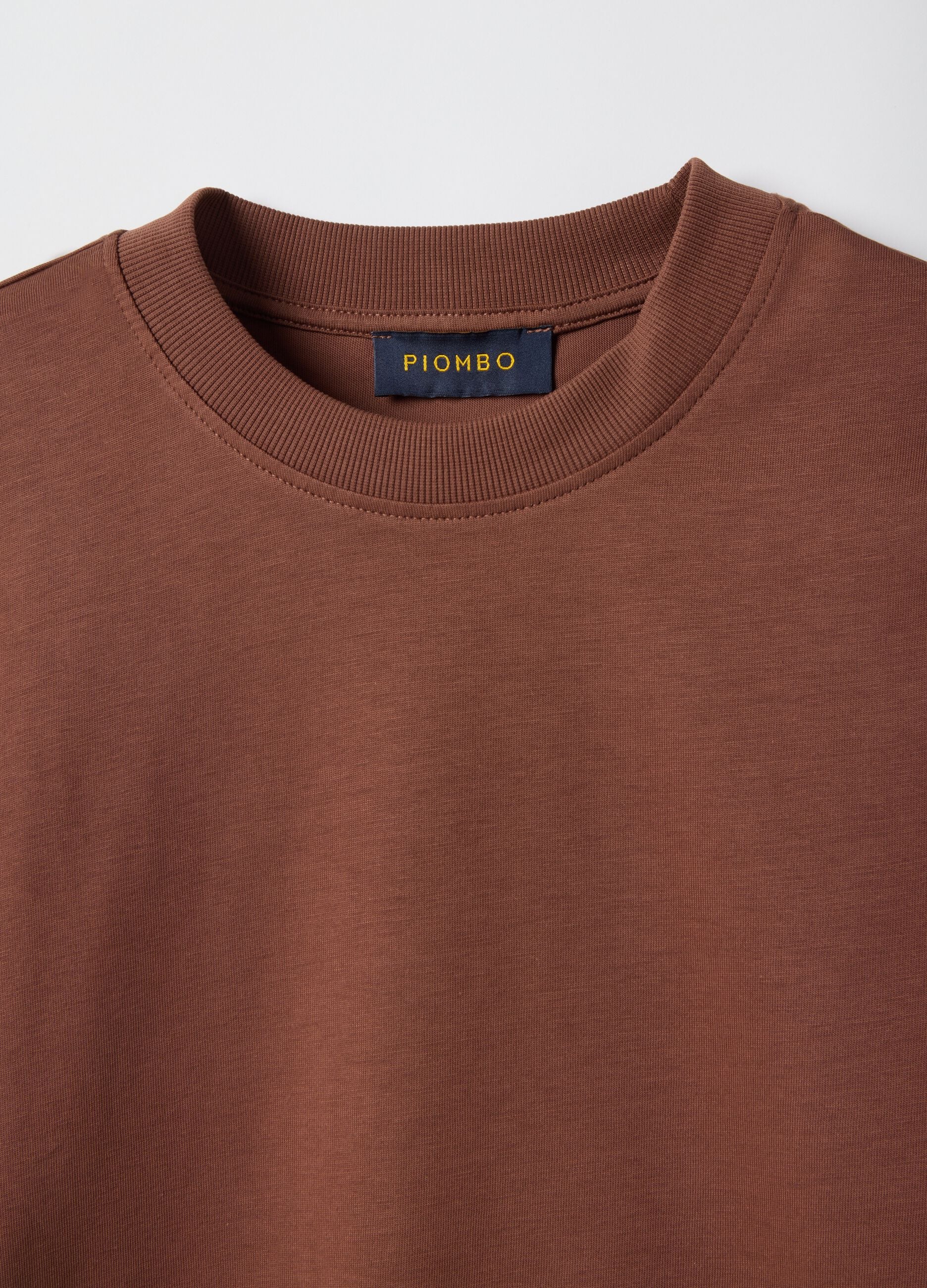 Brown crew neck pure cotton regular fit T-shirt