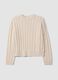 Beige wool-blend cable-knit crew-neck jumper in an oversized fit_4