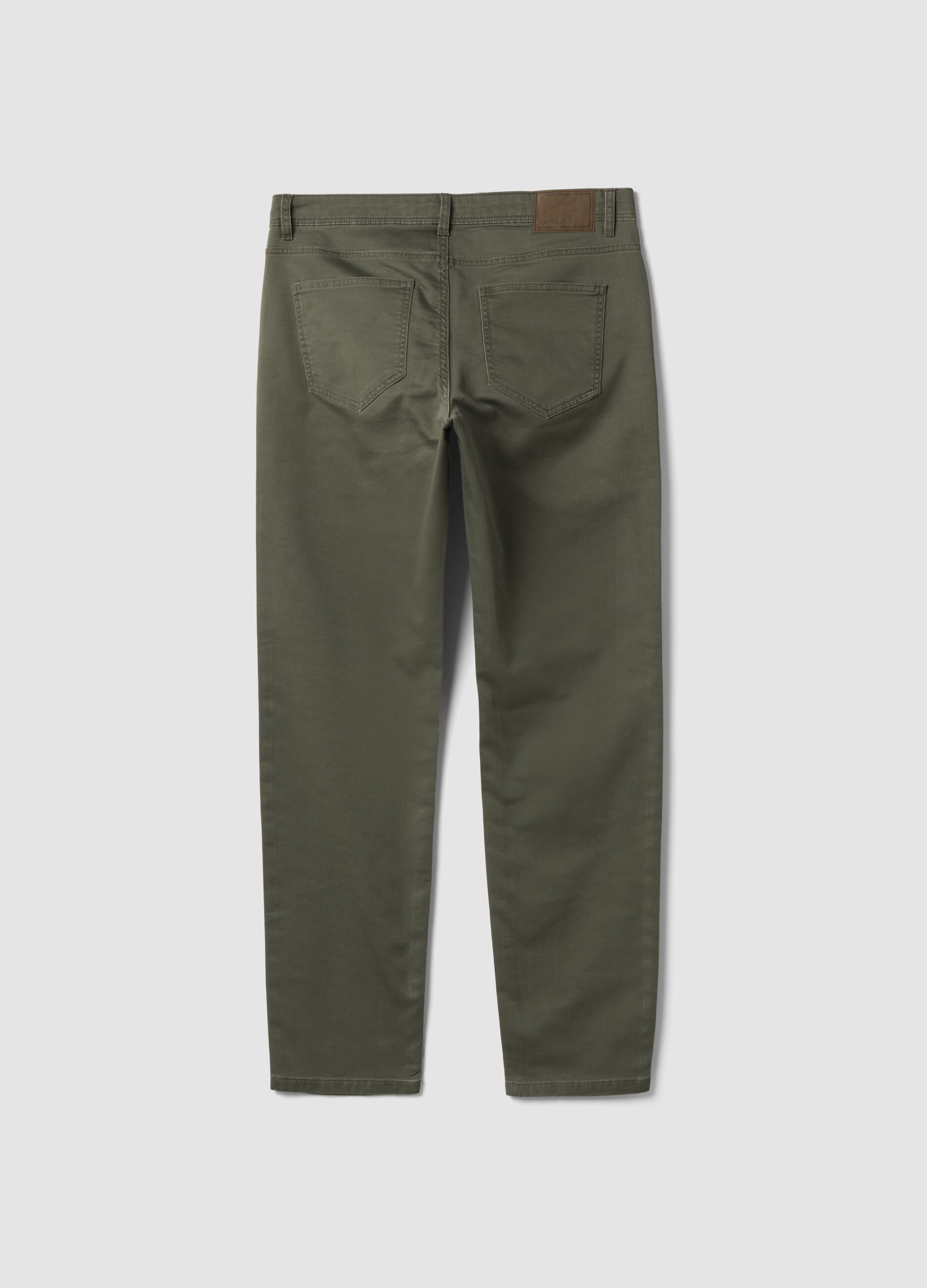 Green slim-fit stretch cotton dobby trousers